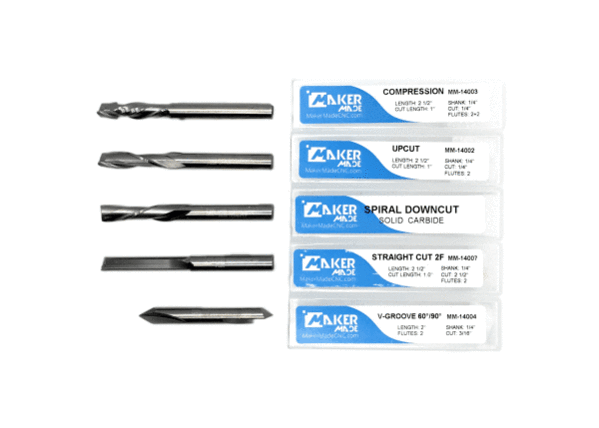 CNC 1/4" 5 Pack Router Bit - MakerMade